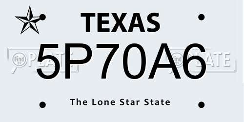 5P70A6 Texas License Plate