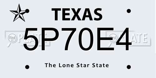 5P70E4 Texas License Plate