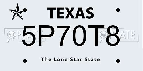 5P70T8 Texas License Plate