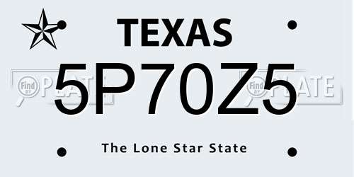 5P70Z5 Texas License Plate