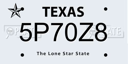5P70Z8 Texas License Plate