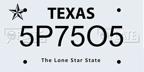 5P75O5 Texas License Plate