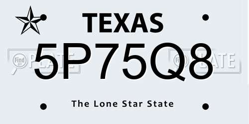 5P75Q8 Texas License Plate