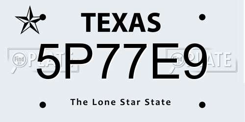5P77E9 Texas License Plate
