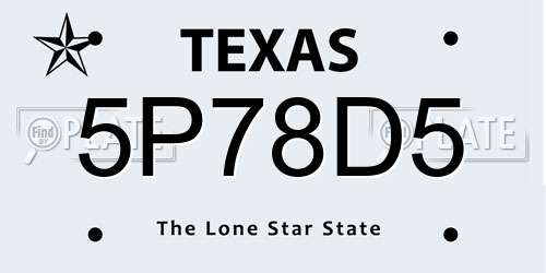 5P78D5 Texas License Plate