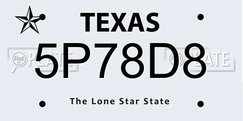 5P78D8 Texas License Plate