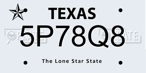 5P78Q8 Texas License Plate