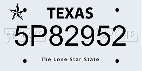 5P82952 Texas License Plate