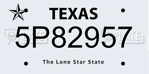 5P82957 Texas License Plate
