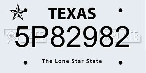 5P82982 Texas License Plate