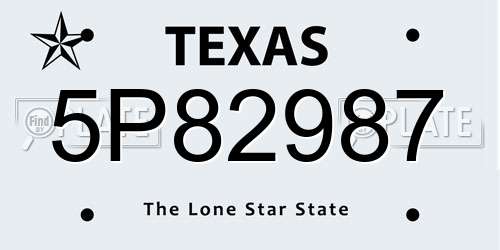 5P82987 Texas License Plate