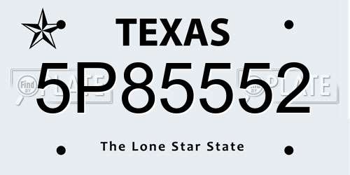 5P85552 Texas License Plate