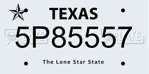5P85557 Texas License Plate