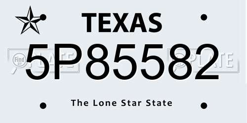 5P85582 Texas License Plate