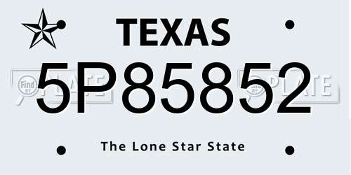 5P85852 Texas License Plate