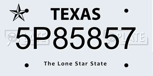 5P85857 Texas License Plate