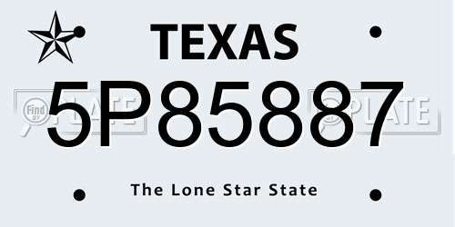 5P85887 Texas License Plate