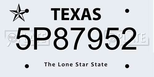 5P87952 Texas License Plate
