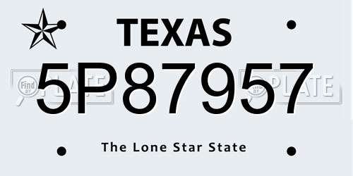 5P87957 Texas License Plate
