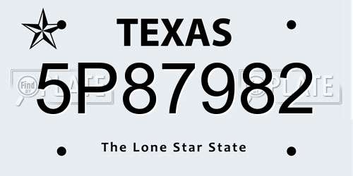 5P87982 Texas License Plate