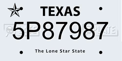 5P87987 Texas License Plate