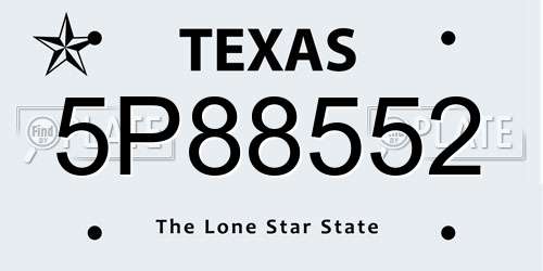 5P88552 Texas License Plate