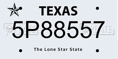 5P88557 Texas License Plate