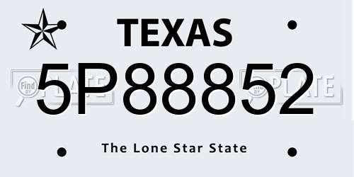 5P88852 Texas License Plate