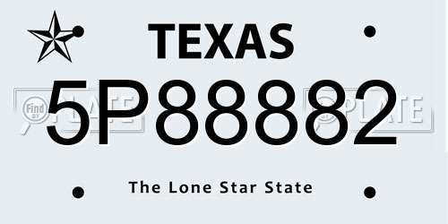 5P88882 Texas License Plate