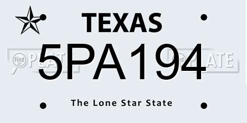 5PA194 Texas License Plate