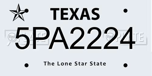 5PA2224 Texas License Plate