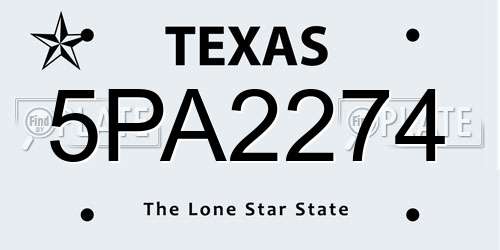 5PA2274 Texas License Plate