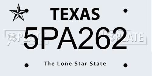 5PA262 Texas License Plate