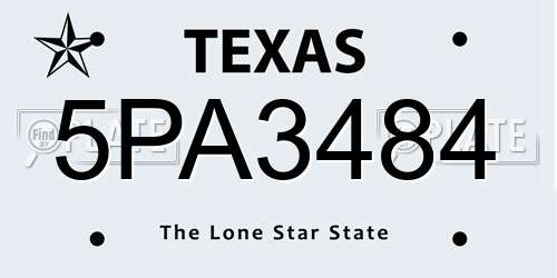 5PA3484 Texas License Plate