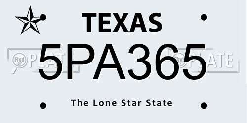 5PA365 Texas License Plate