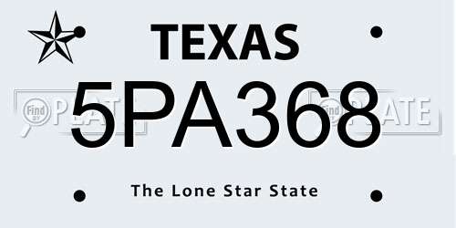 5PA368 Texas License Plate