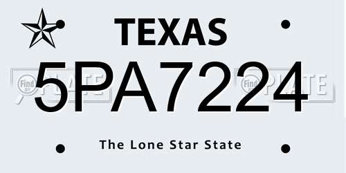 5PA7224 Texas License Plate