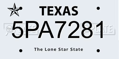 5PA7281 Texas License Plate
