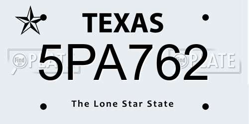 5PA762 Texas License Plate