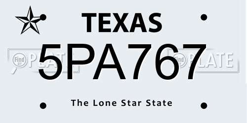 5PA767 Texas License Plate
