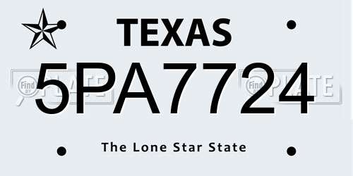 5PA7724 Texas License Plate