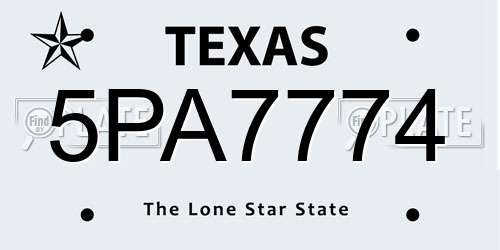 5PA7774 Texas License Plate