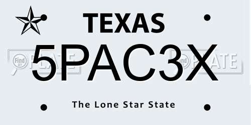 5PAC3X Texas License Plate