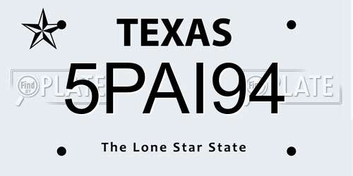 5PAI94 Texas License Plate