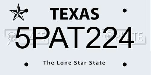 5PAT224 Texas License Plate