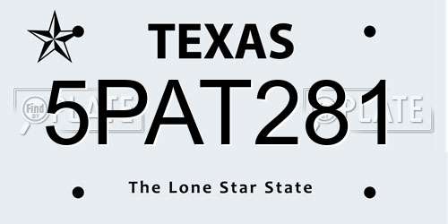 5PAT281 Texas License Plate