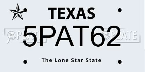 5PAT62 Texas License Plate