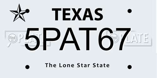 5PAT67 Texas License Plate