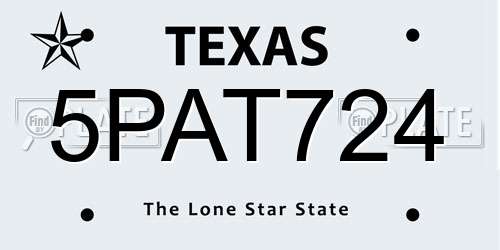 5PAT724 Texas License Plate