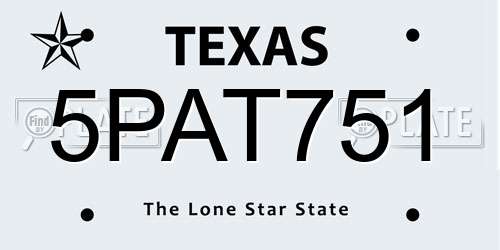 5PAT751 Texas License Plate